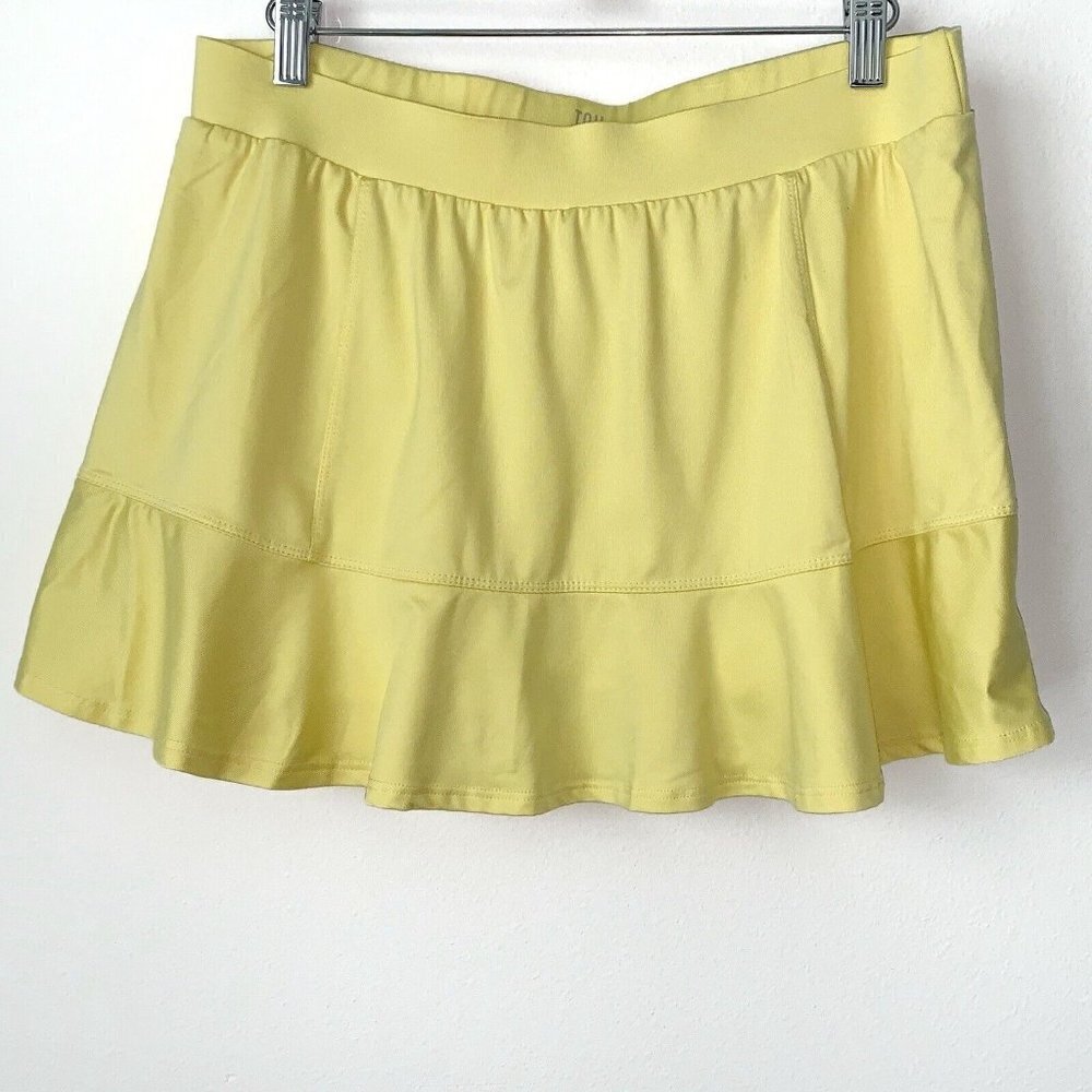 TAIL Tennis Skort Womens Large Yellow Ball Pockets Ruffle Hem Pull On Activewear